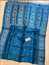 Saree Pure Gachi By Gachi Tussar Jandani All Over Weaving Turquoise Festive Diwali Traditional Silkmark Durga Pujo Trendy S10981 - Saree - Aakritee - S10981